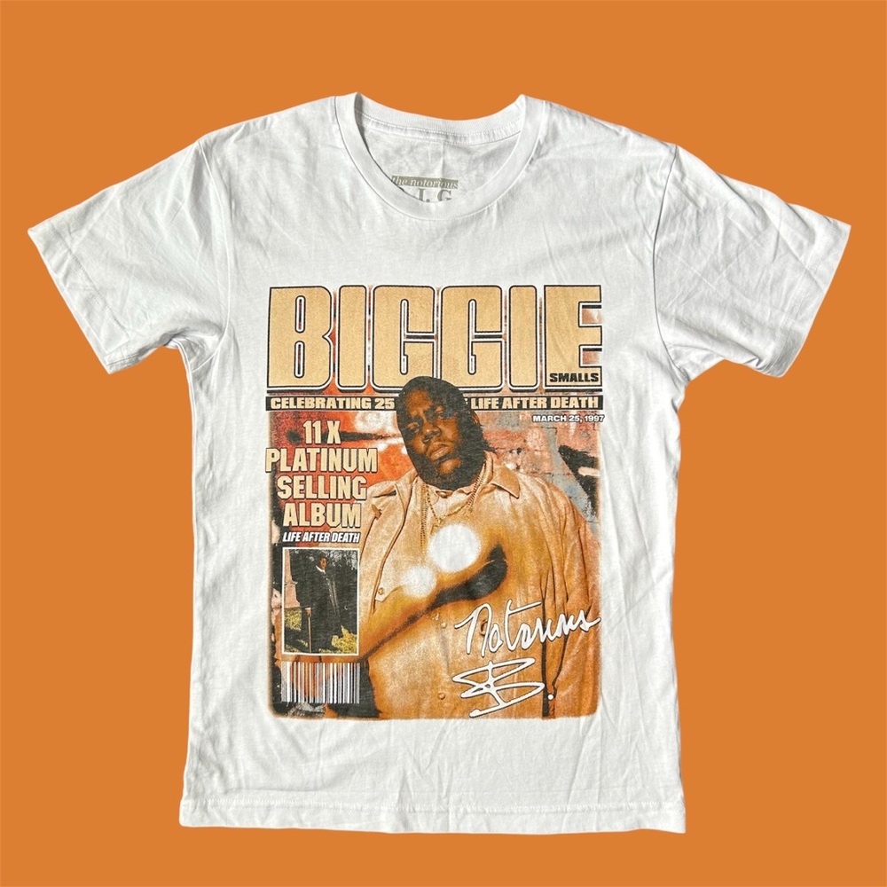 Notorious B.I.G. Biggie Smalls Rap Graphic Short Sleeve White Medium
